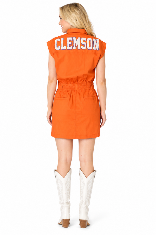 Stewart Simmons Clemson Varsity Dress – Orange Game Day Mini