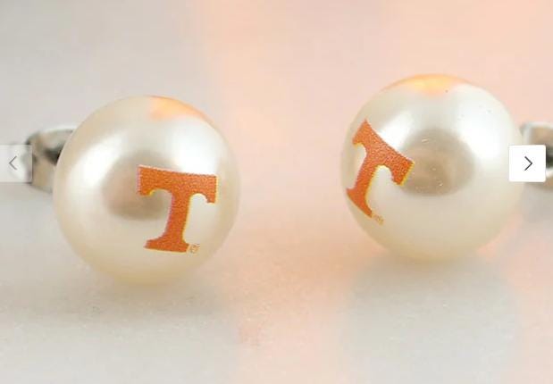 Tennessee Vols Pearl Stud Earrings – Officially Licensed NCAA Jewelry