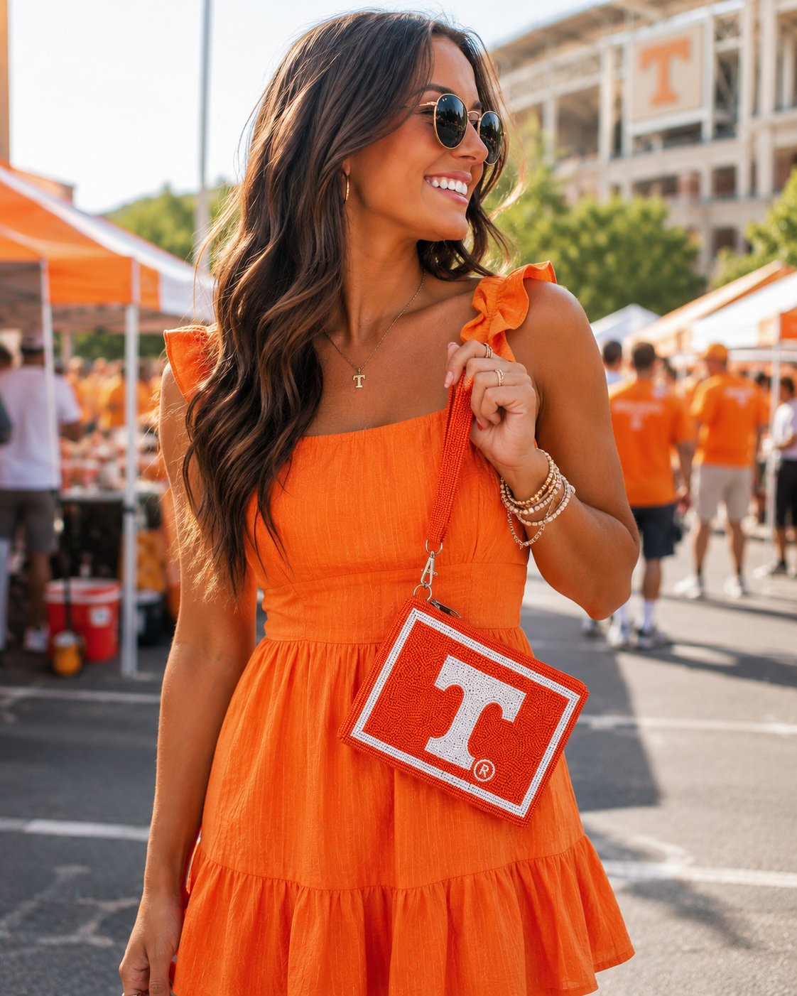 Tennessee Volunteers Beaded Wristlet Pouch