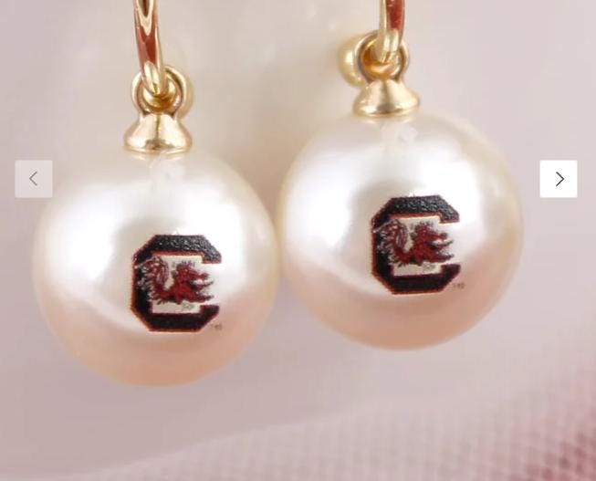 South Carolina Gamecocks Pearl Huggie Hoop Earrings – Game Day Earrings