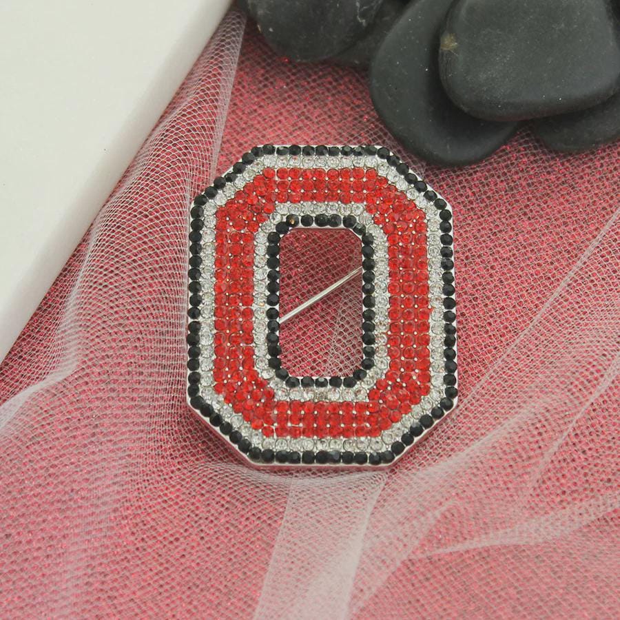 Ohio State Block O Crystal Pin – Buckeye Game Day Brooch