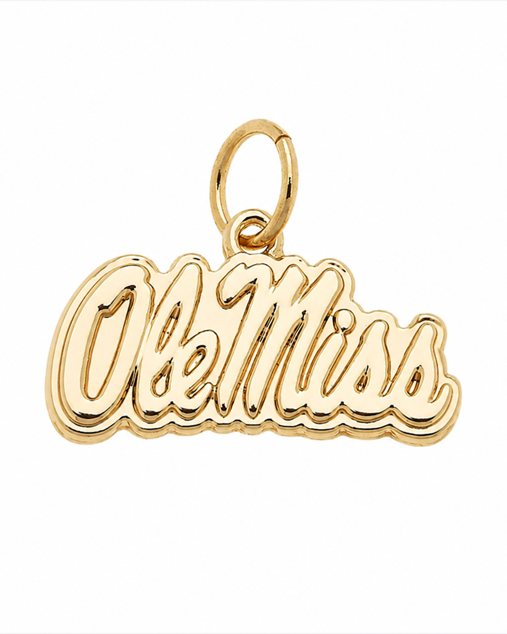 Official Ole Miss Rebels gold script charm for custom game day bracelet or necklace by Rally & Repeat