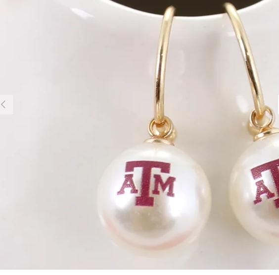 Texas A&M Pearl Huggie Earrings – Aggies Game Day Jewelry