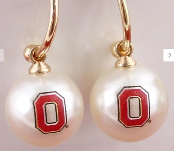 Ohio State Block O Pearl Huggie Earrings – Official NCAA Jewelry