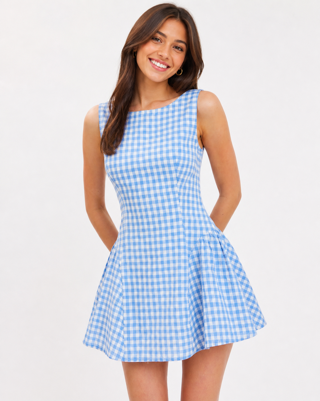 Blue Gingham Mini Dress