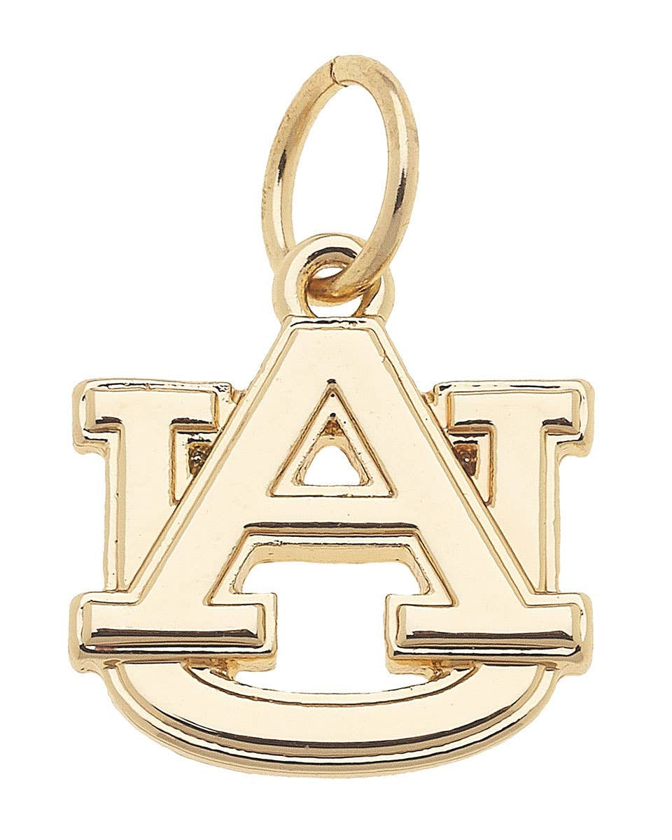 Auburn Tigers AU logo charm in 18K triple gold plated finish for bracelets and necklaces