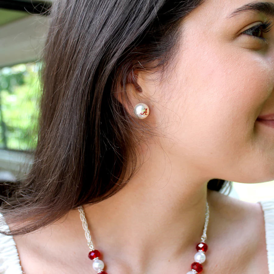 Alabama Crimson Tide Pearl Stud Earrings – Game Day Jewelry