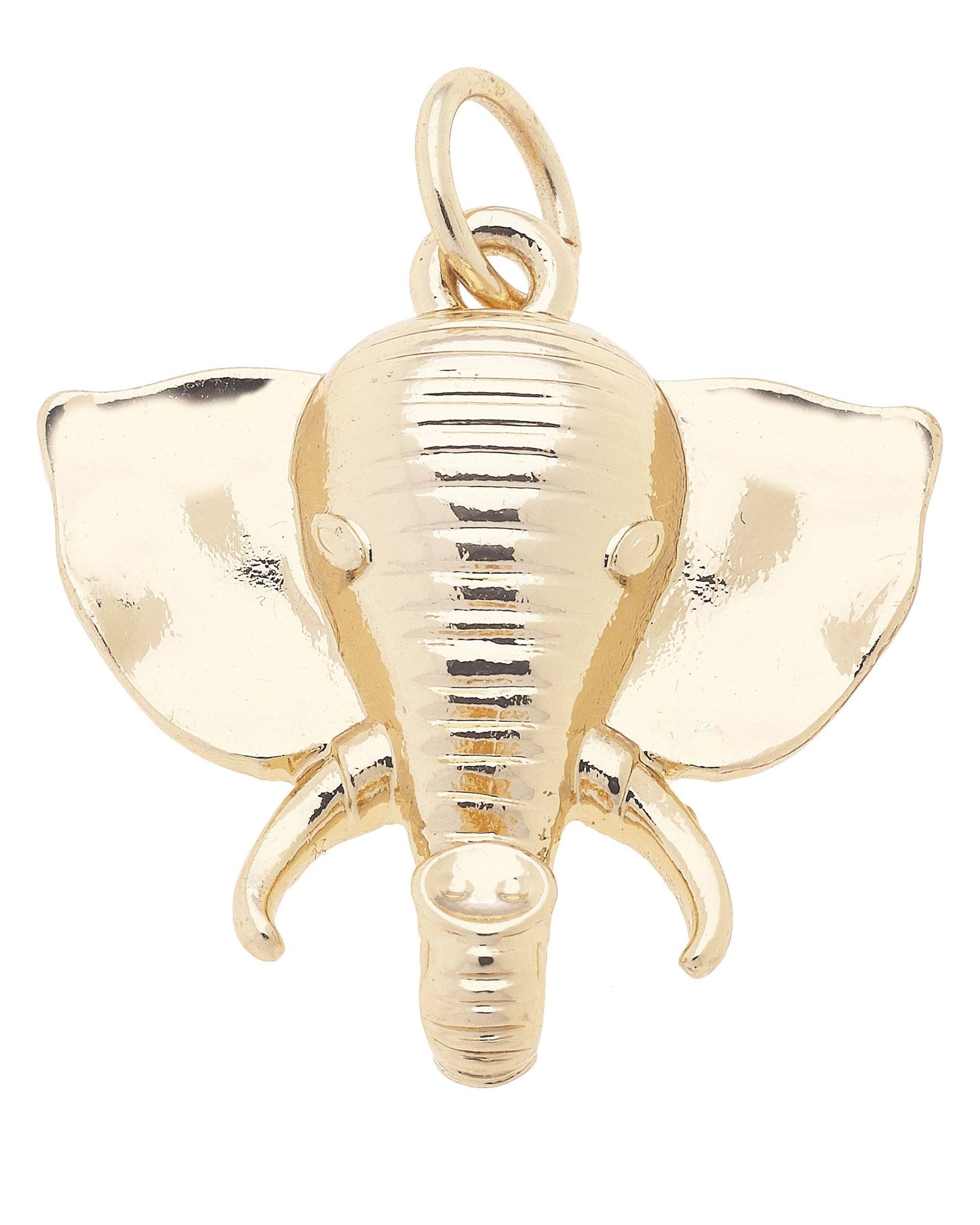 Gold elephant head charm for custom charm bracelets and necklaces