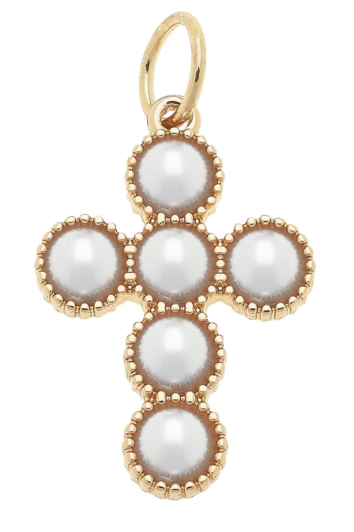 Pearl Cross Charm Gold