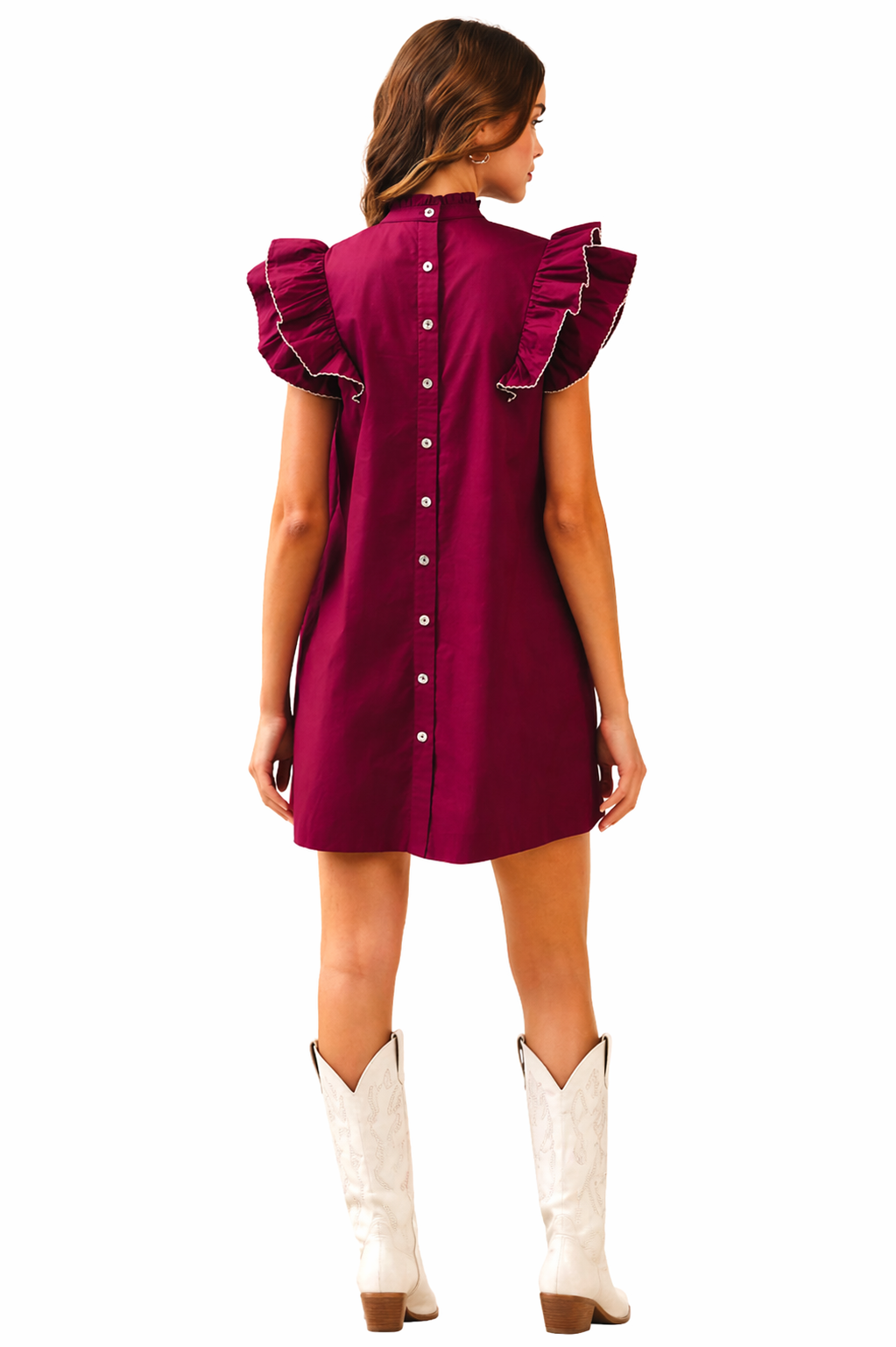 Maroon Ruffle Sleeve Mini Dress | Game Day Tailgate Outfit
