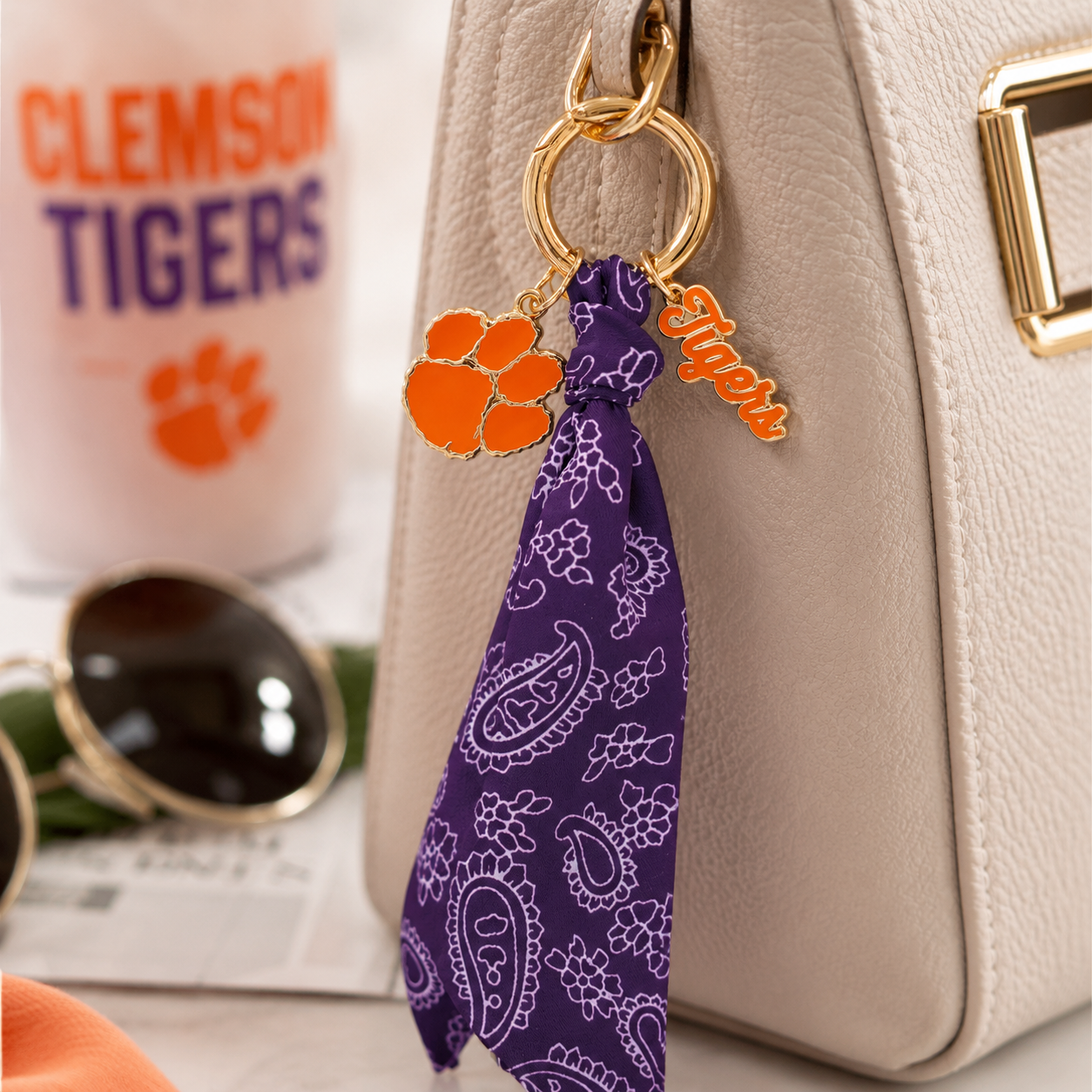 Clemson Tigers Bandana Keychain Charm