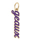 Officially licensed LSU Tigers purple enamel script charm with gold finish for customizable game day necklaces and bracelets.