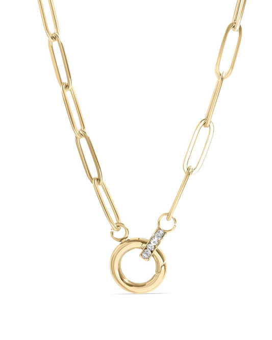 Paperclip Link Rhinestone Charm Holder Necklace