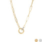 Paperclip Link Rhinestone Charm Holder Necklace