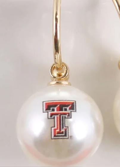 Texas Tech Pearl Hoop Earrings | Red Raiders Game Day Jewelry