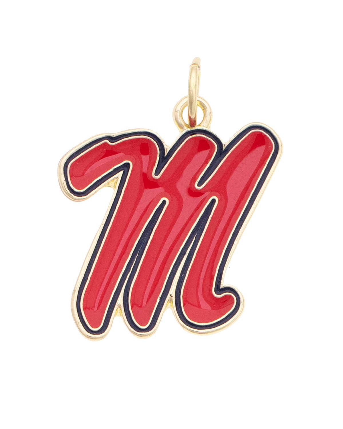 Ole Miss Rebels enamel script charm with 18K triple gold plated finish for bracelets and necklaces