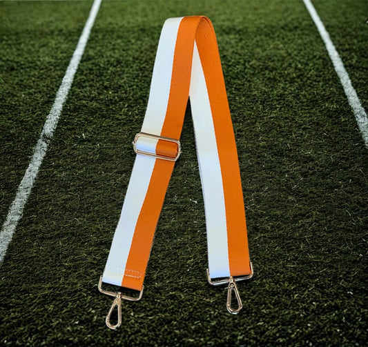 The Game Day Strap – Orange & White Adjustable Purse Strap