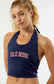 Ole Miss Halter Crop Top – Game Day Open Back Tank | Navy Rebels Tailgate Outfit