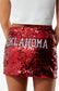 Oklahoma Sooners Sequin Mini Skirt – Red Game Day Sparkle Skirt