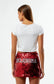Oklahoma Sooners Sequin Mini Skirt – Red Game Day Sparkle Skirt