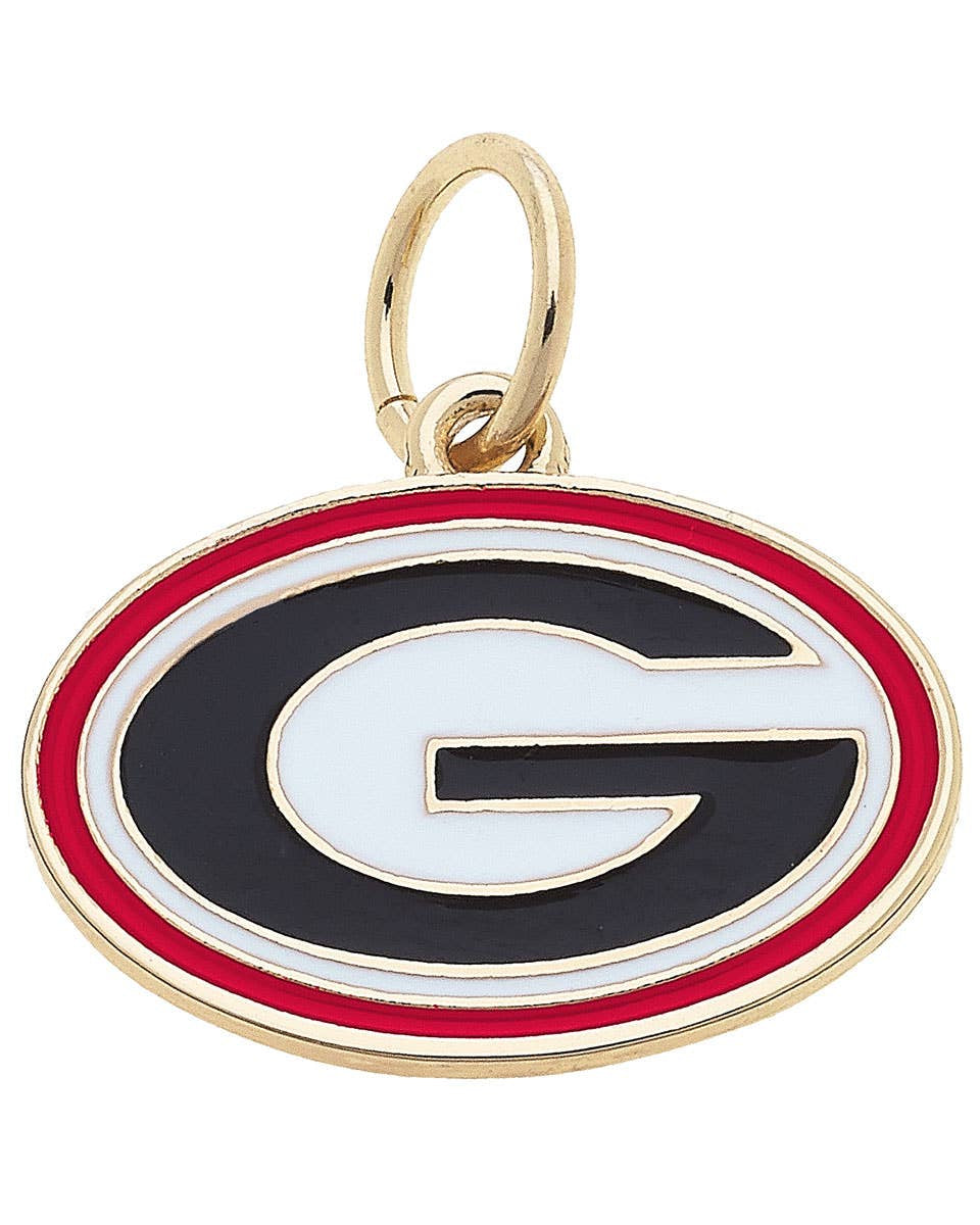 UGA Georgia Bulldogs logo enamel charm with 18K triple gold plated finish for bracelets and necklaces
