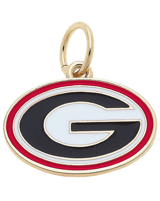 UGA Georgia Bulldogs logo enamel charm with 18K triple gold plated finish for bracelets and necklaces