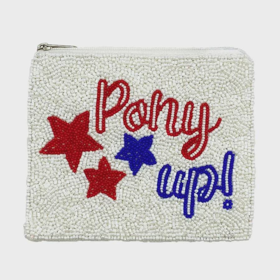 SMU Pony Up Beaded Coin Bag
