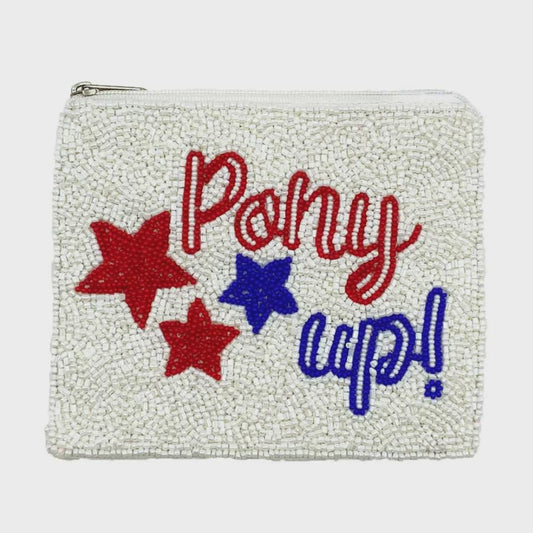 SMU Pony Up Beaded Coin Bag