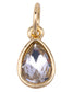 Clear rhinestone teardrop charm in a gold setting for custom charm bracelets and necklaces