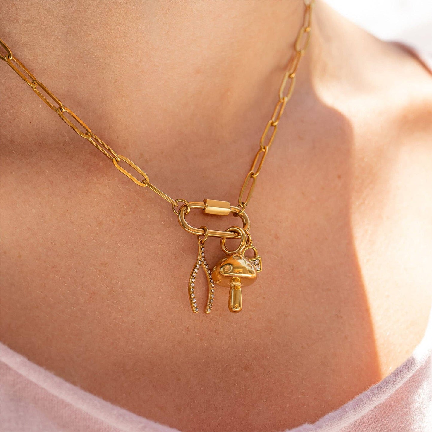 Paperclip Link Carabiner Necklace Base