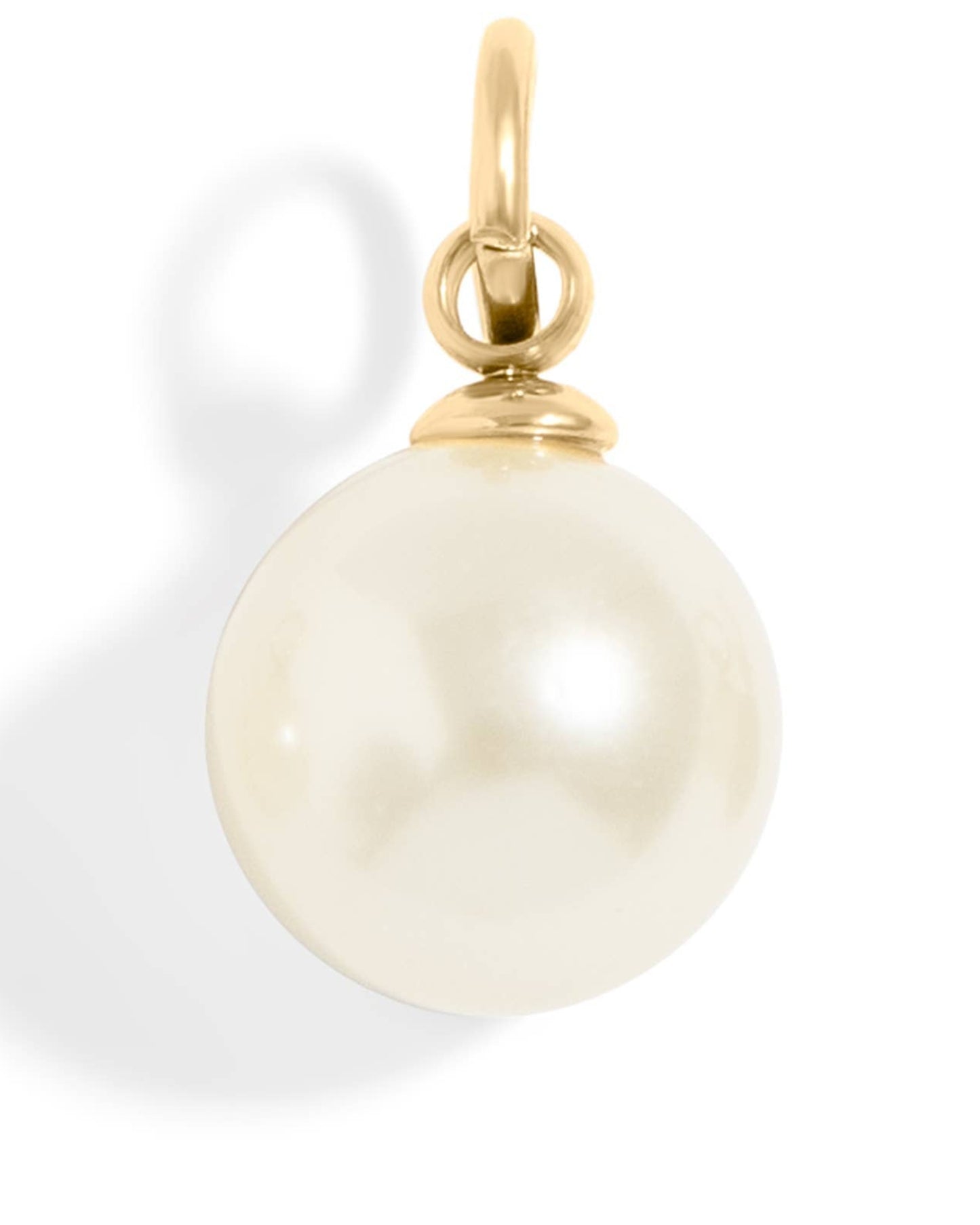 8mm glass pearl charm with gold finish for custom charm bracelets and necklaces