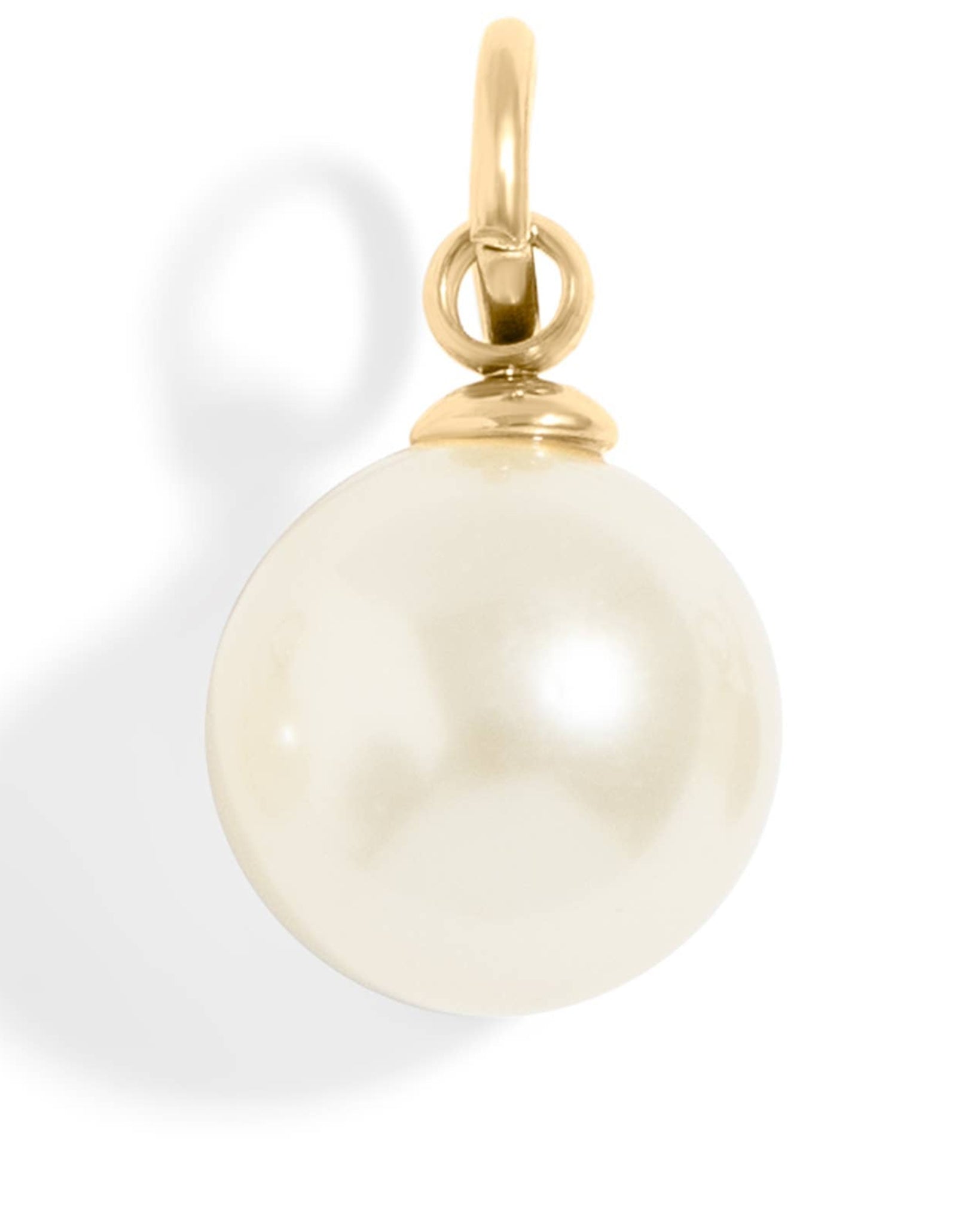 8mm glass pearl charm with gold finish for custom charm bracelets and necklaces