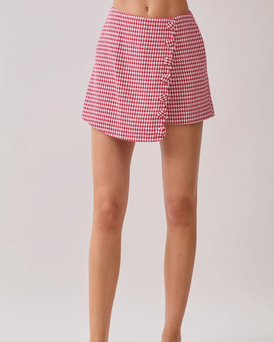 Red Houndstooth Wrap Skort | Game Day Outfit
