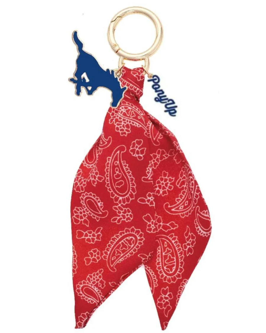 SMU Mustangs Bandana Bag Charm Keychain