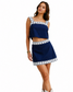 Navy Crochet Trim Game Day Skirt Set
