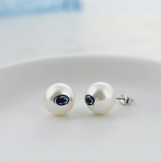 Penn State Pearl Stud Earrings – Nittany Lions Studs | PSU Game Day Jewelry