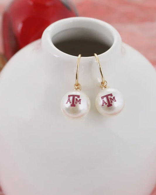 Texas A&M Pearl Huggie Earrings – Aggies Game Day Jewelry