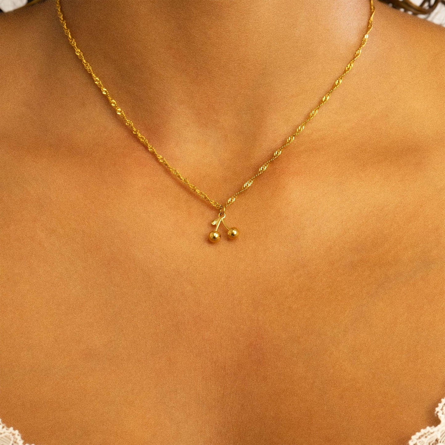 Gold Cherry Charm