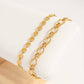 Gold Hammered Oval Chain Bracelet