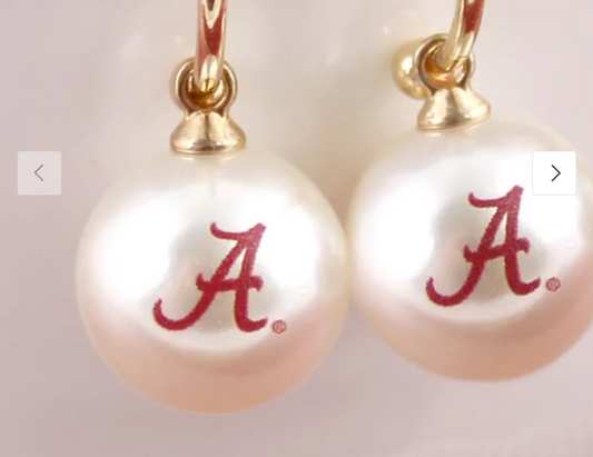 Alabama Crimson Tide Pearl Drop Huggie Earrings