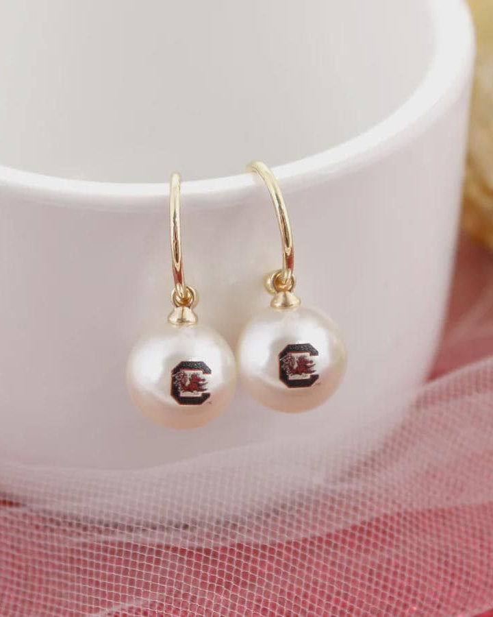 South Carolina Gamecocks Pearl Huggie Hoop Earrings – Game Day Earrings