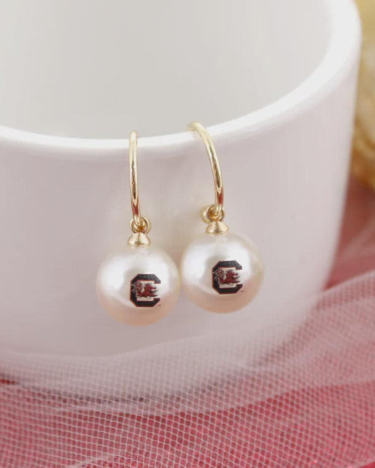 South Carolina Gamecocks Pearl Huggie Hoop Earrings – Game Day Earrings