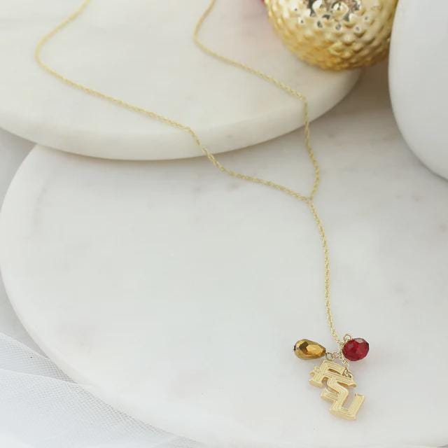 FSU Garnet & Gold Y-Necklace – Florida State Seminoles Crystal Jewelry