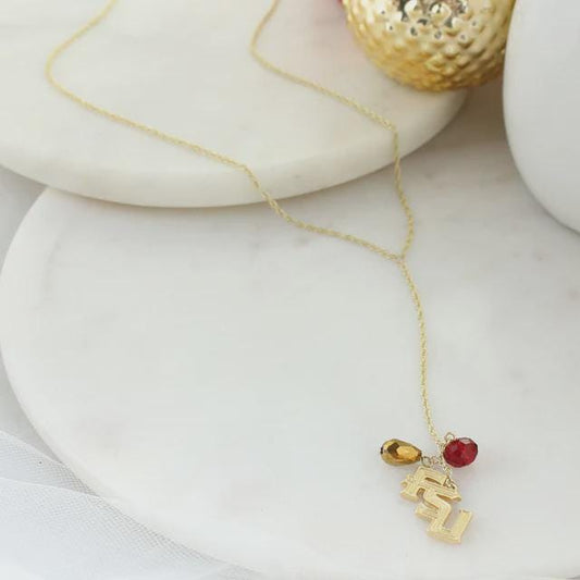 FSU Garnet & Gold Y-Necklace – Florida State Seminoles Crystal Jewelry