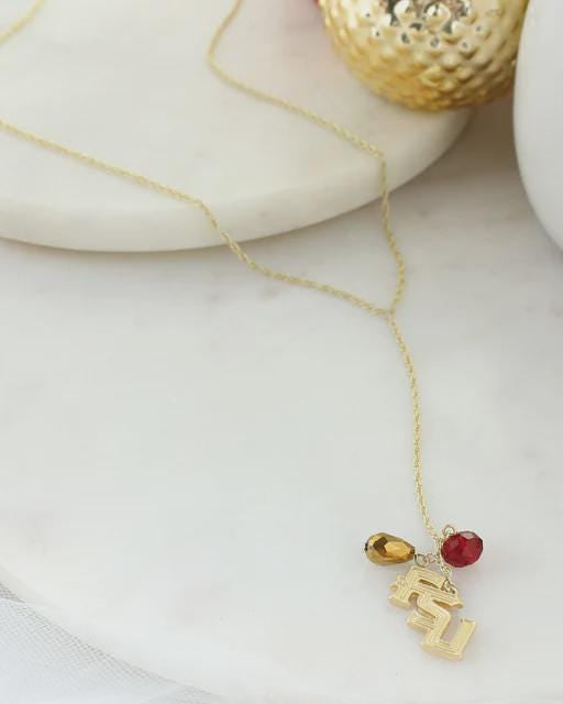 FSU Garnet & Gold Y-Necklace – Florida State Seminoles Crystal Jewelry