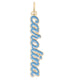 Official North Carolina Tar Heels Enamel Script Charm in Carolina blue with an 18K Triple Gold Plated finish for custom game day bracelets and necklaces.