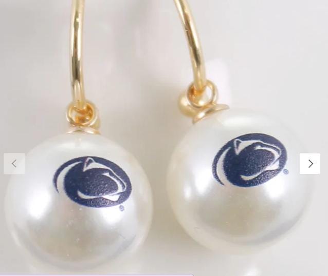 Penn State Pearl Earrings – Nittany Lions Hoop Earrings | PSU Game Day Jewelry