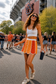 Orange Colorblock Scallop Hem Game Day Mini Skirt