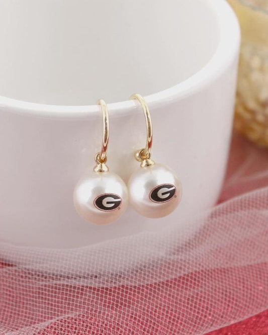 Georgia Bulldogs Pearl Drop Earrings – UGA Game Day Jewelry
