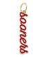 Official Oklahoma Sooners Enamel Script Charm in crimson enamel with an 18K Triple Gold Plated finish for custom game day bracelets and necklaces.